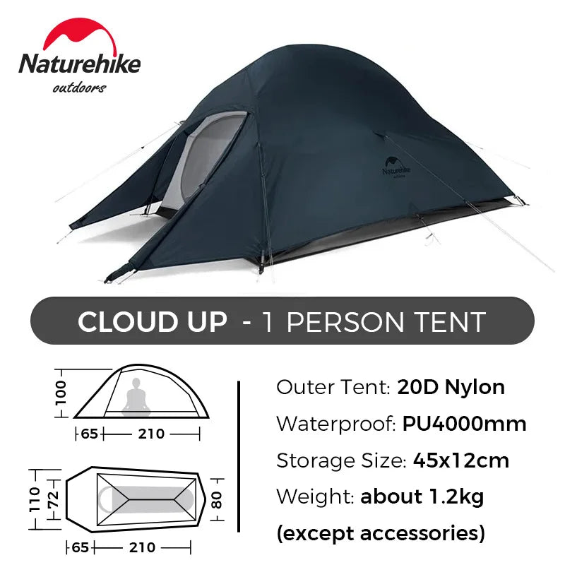 Cloud up 1 2 3 Tent Ultralight Camping Tent Double Layer Waterproof Tent Outdoor Hiking Backpacking Tent with Mat