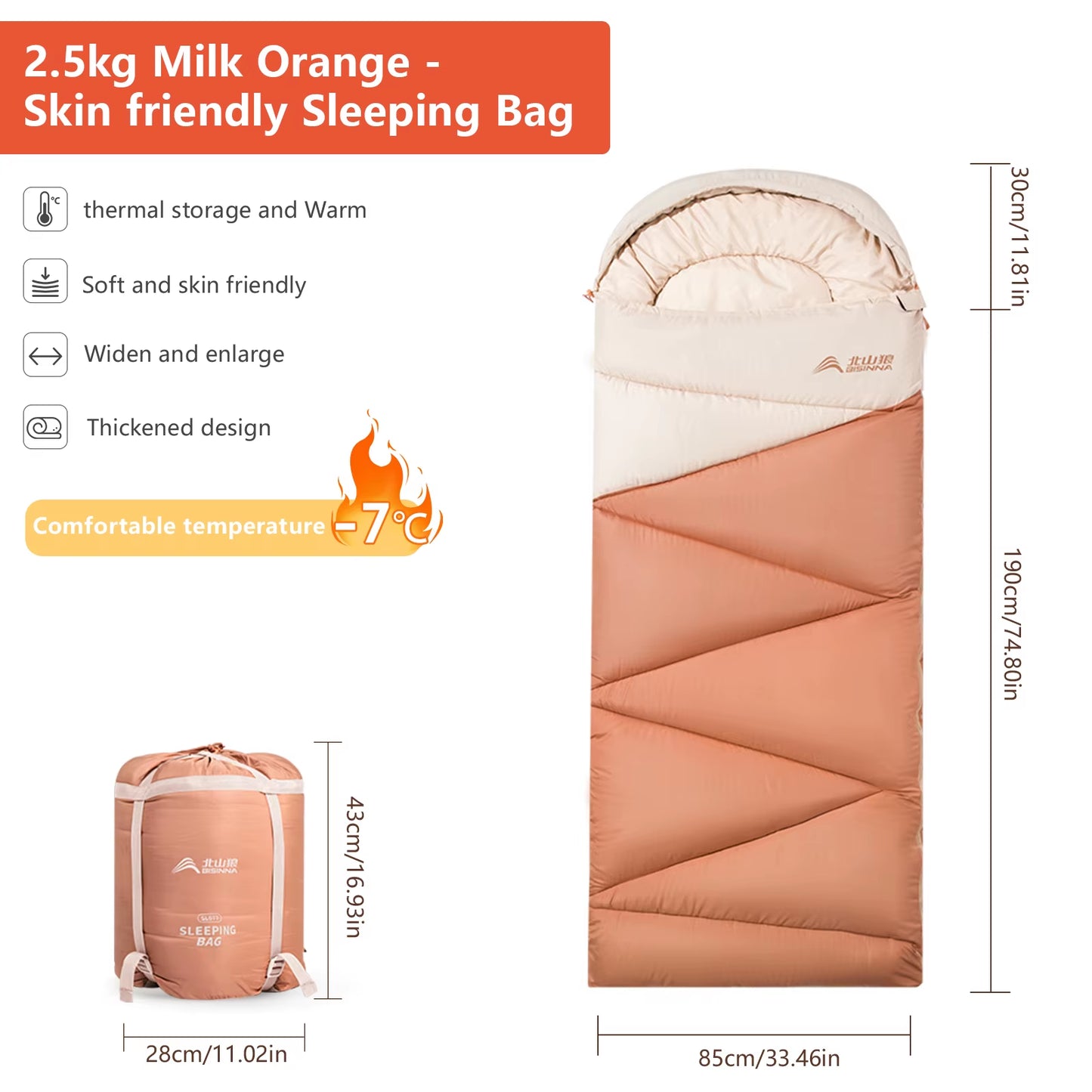 Camping Sleeping Bag Ultralight 4 Season Warm Envelope Backpacking Cotton Sleeping Bag for Outdoor Traveling Hiking