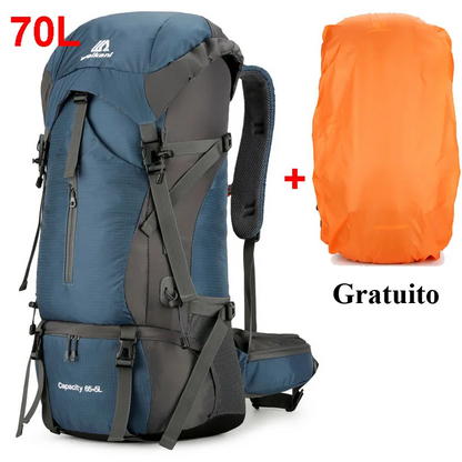 Mochila Técnica 70 L – Nylon Impermeable con Capa de Lluvia