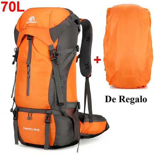 Mochila Técnica 70 L – Nylon Impermeable con Capa de Lluvia