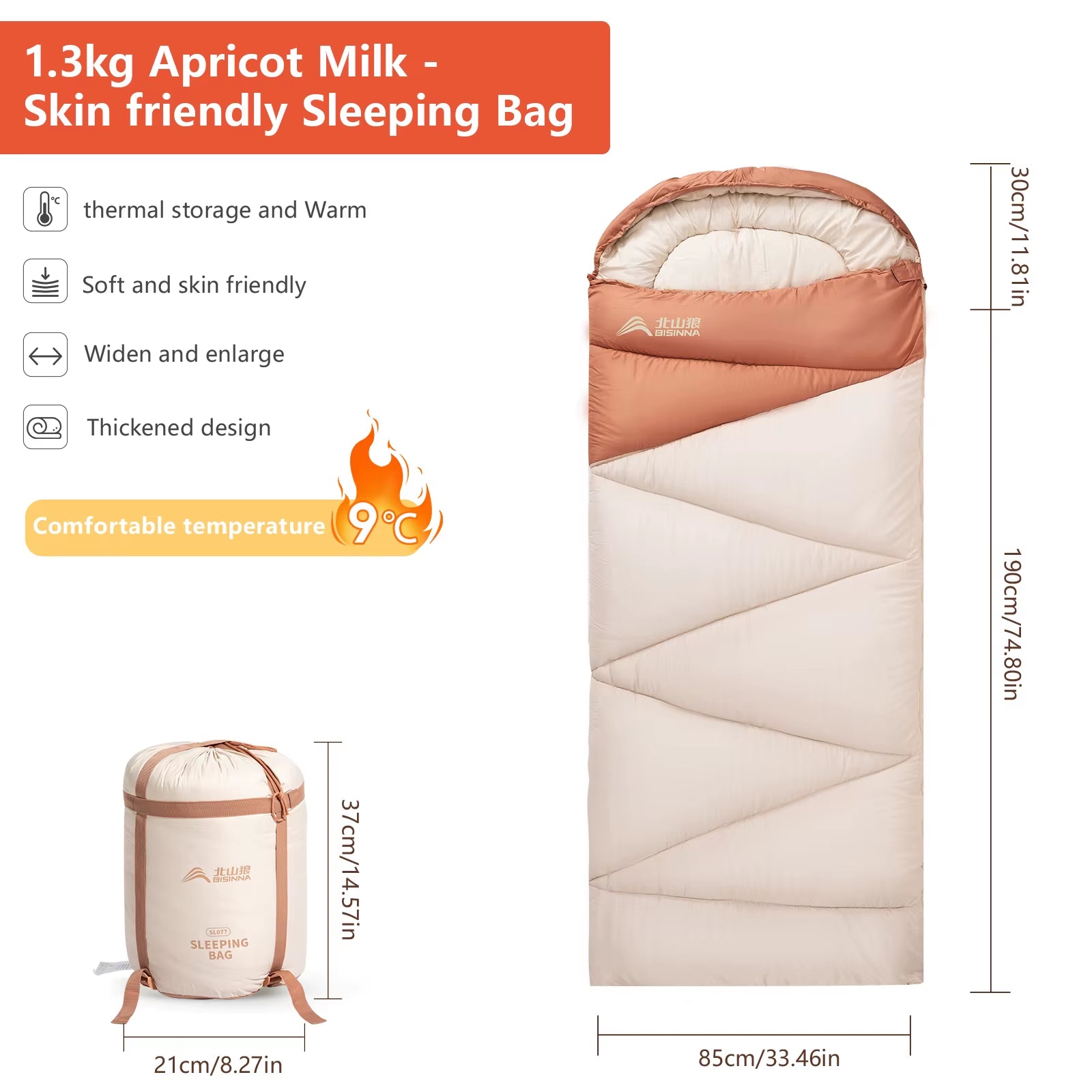 Camping Sleeping Bag Ultralight 4 Season Warm Envelope Backpacking Cotton Sleeping Bag for Outdoor Traveling Hiking