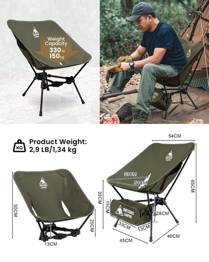 Tigerblade Camping Chair Foldable Outdoor Beach Chair Triangle Framed Compact Portable Backpacking Hiking Travel Chair