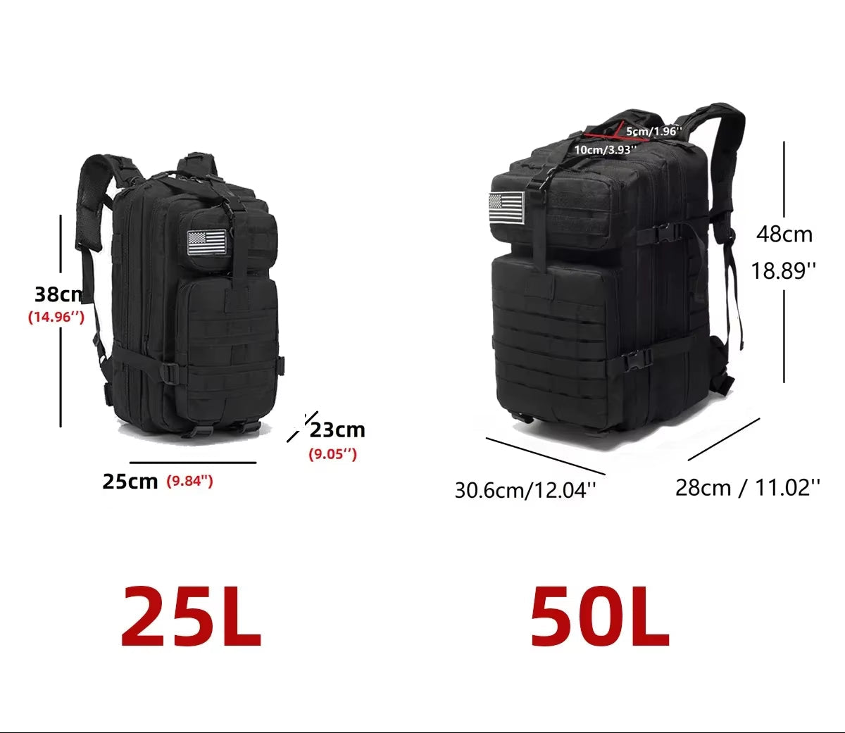 25L/50L 1000D Nylon Waterproof Trekking Fishing Hunting Bag Backpack Outdoor Rucksacks Tactical Sports Camping Hiking