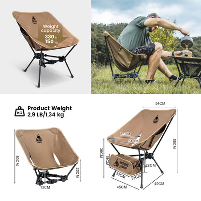 Tigerblade Camping Chair Foldable Outdoor Beach Chair Triangle Framed Compact Portable Backpacking Hiking Travel Chair