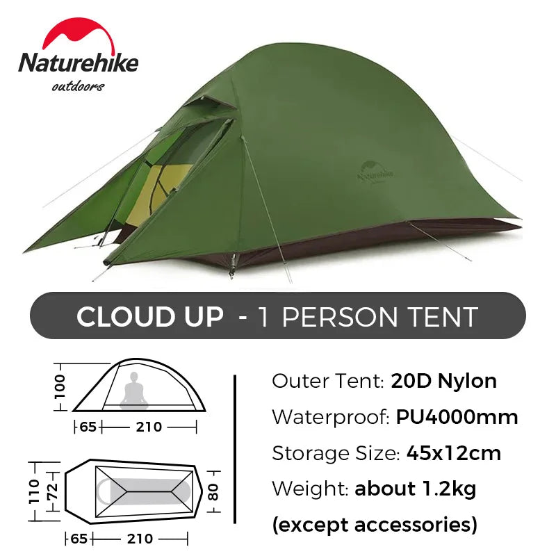 Cloud up 1 2 3 Tent Ultralight Camping Tent Double Layer Waterproof Tent Outdoor Hiking Backpacking Tent with Mat