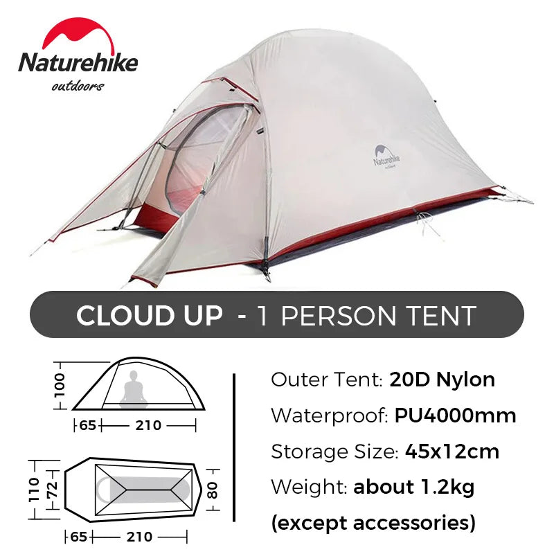 Cloud up 1 2 3 Tent Ultralight Camping Tent Double Layer Waterproof Tent Outdoor Hiking Backpacking Tent with Mat
