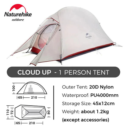 Cloud up 1 2 3 Tent Ultralight Camping Tent Double Layer Waterproof Tent Outdoor Hiking Backpacking Tent with Mat
