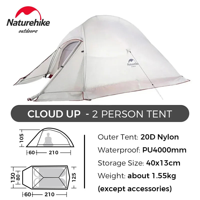 Cloud up 1 2 3 Tent Ultralight Camping Tent Double Layer Waterproof Tent Outdoor Hiking Backpacking Tent with Mat