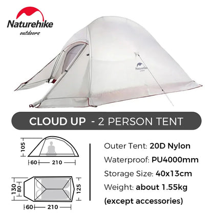 Cloud up 1 2 3 Tent Ultralight Camping Tent Double Layer Waterproof Tent Outdoor Hiking Backpacking Tent with Mat