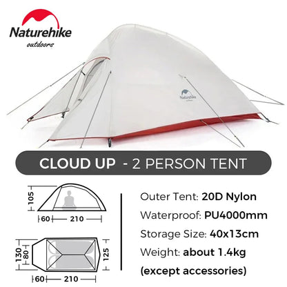 Cloud up 1 2 3 Tent Ultralight Camping Tent Double Layer Waterproof Tent Outdoor Hiking Backpacking Tent with Mat