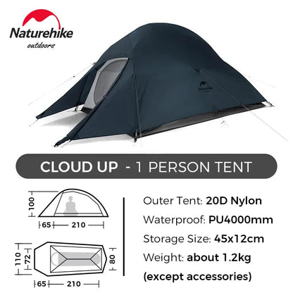 Cloud up 1 2 3 Tent Ultralight Camping Tent Double Layer Waterproof Tent Outdoor Hiking Backpacking Tent with Mat