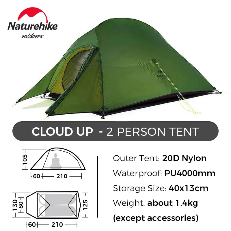 Cloud up 1 2 3 Tent Ultralight Camping Tent Double Layer Waterproof Tent Outdoor Hiking Backpacking Tent with Mat