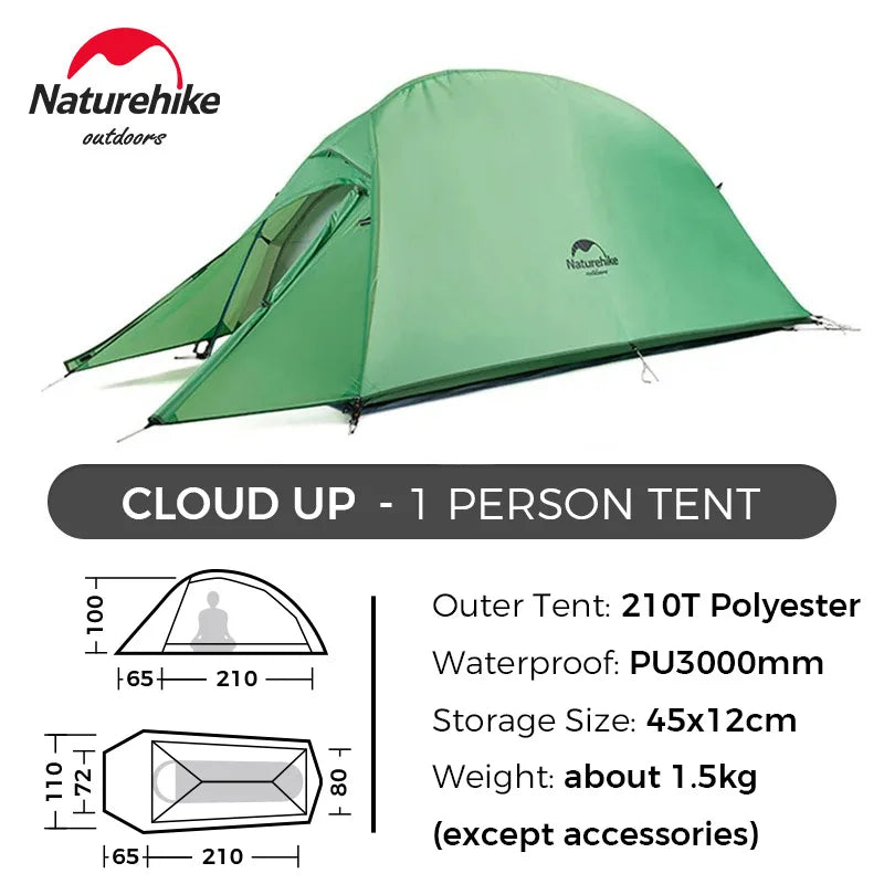 Cloud up 1 2 3 Tent Ultralight Camping Tent Double Layer Waterproof Tent Outdoor Hiking Backpacking Tent with Mat