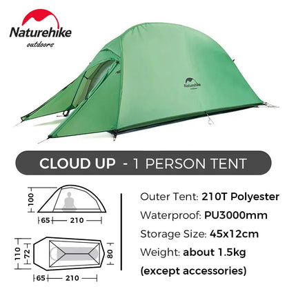Cloud up 1 2 3 Tent Ultralight Camping Tent Double Layer Waterproof Tent Outdoor Hiking Backpacking Tent with Mat