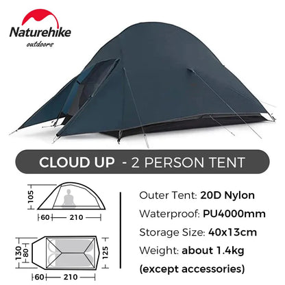 Cloud up 1 2 3 Tent Ultralight Camping Tent Double Layer Waterproof Tent Outdoor Hiking Backpacking Tent with Mat