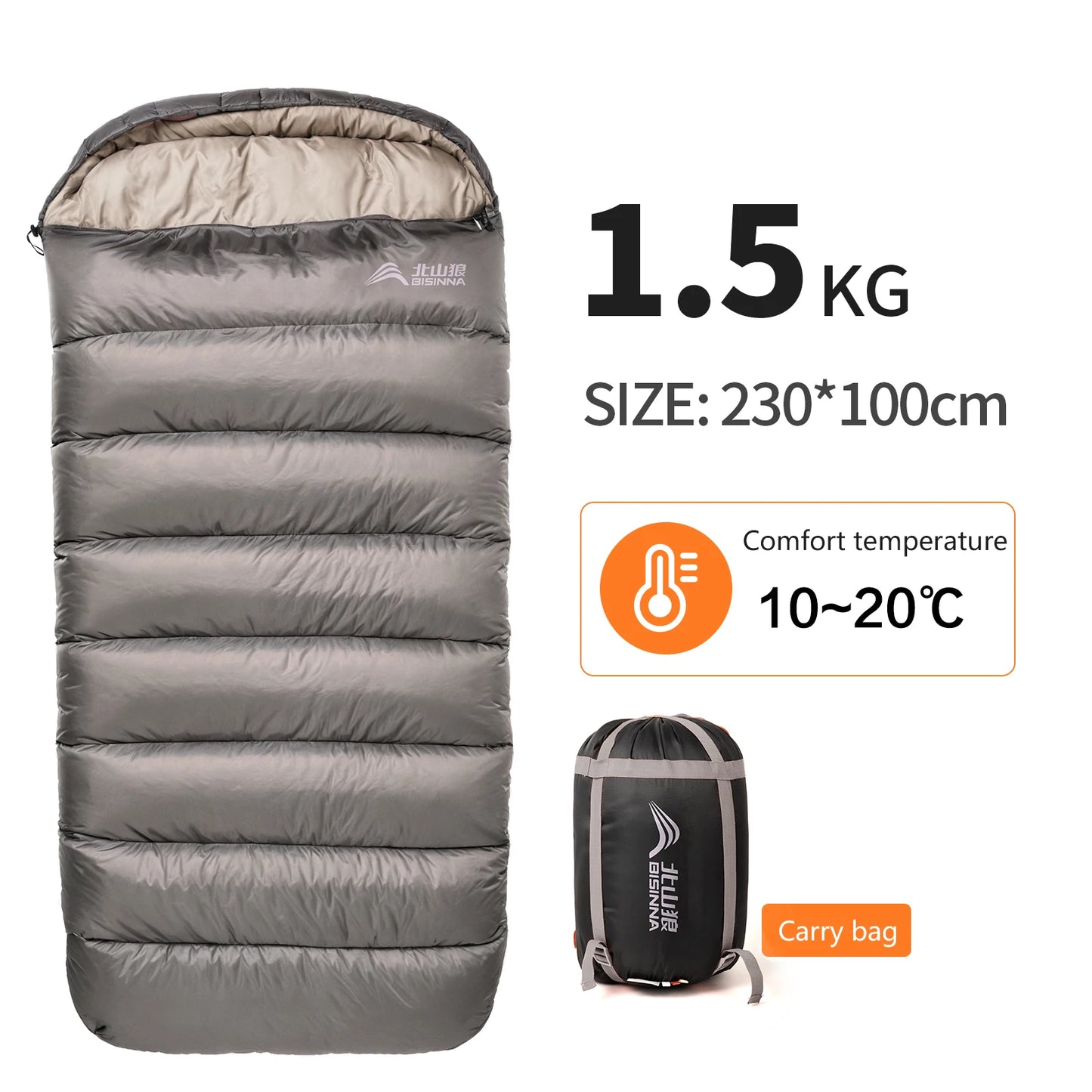 Large Camping Sleeping Bag Lightweight 3 Season Loose Widen Bag Long Size for Adult Rest Hiking Fishing