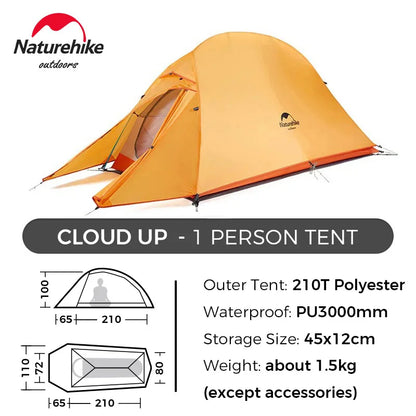 Cloud up 1 2 3 Tent Ultralight Camping Tent Double Layer Waterproof Tent Outdoor Hiking Backpacking Tent with Mat