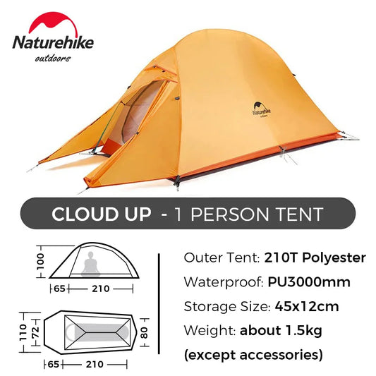 Cloud up 1 2 3 Tent Ultralight Camping Tent Double Layer Waterproof Tent Outdoor Hiking Backpacking Tent with Mat