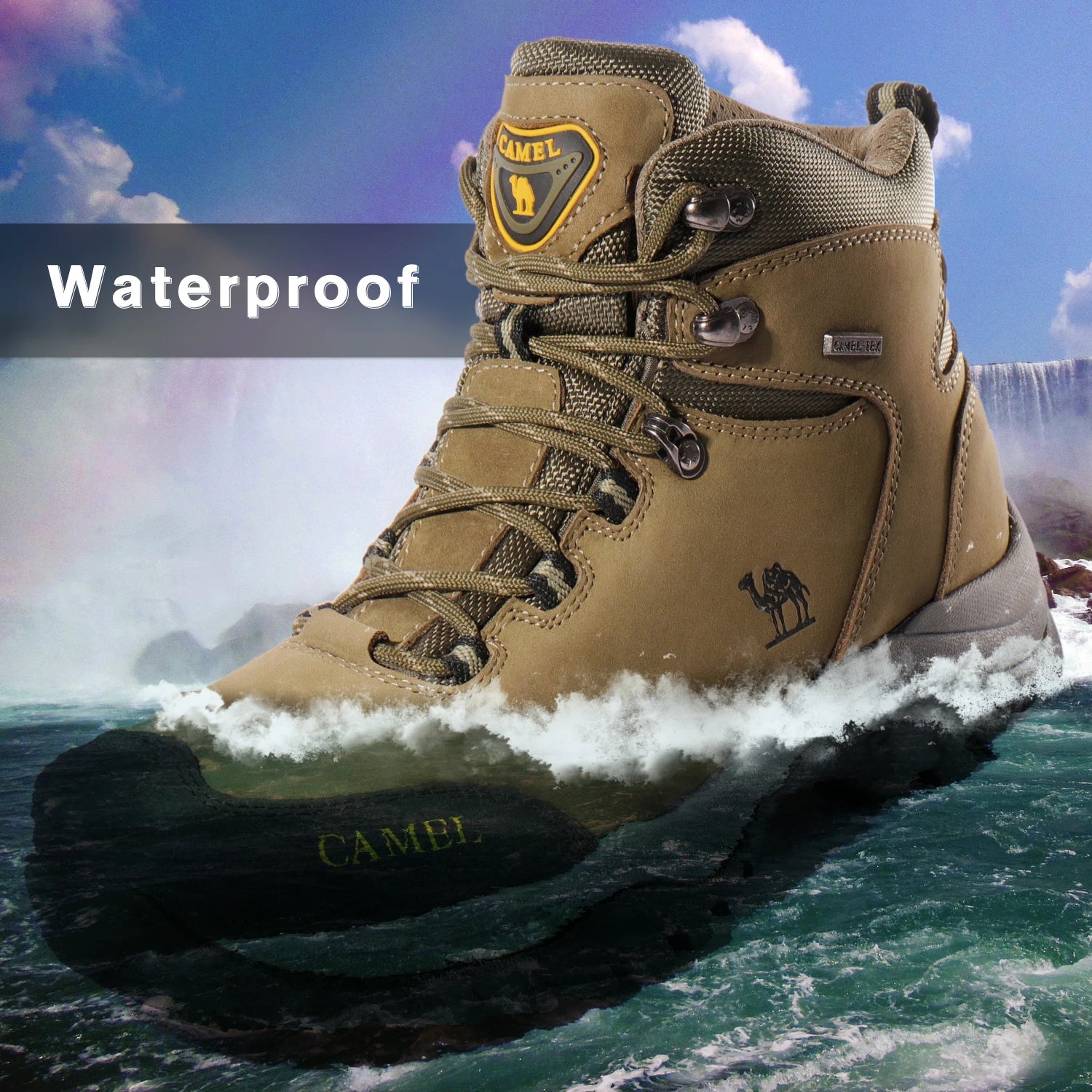 GOLDEN  Waterproof Hiking Shoes Men and Women Outdoor Anti-Slip Climbing Trekking Shoes for Men 2023 Leather Hiking Boots