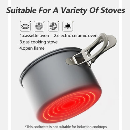 Camping Cookware Outdoor Cooking Ultralight Aluminum Pot Kettle Tablewear Set Cool Camping Gear Kitchen Accessories