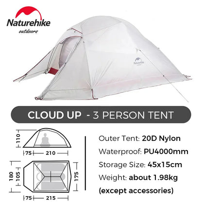 Cloud up 1 2 3 Tent Ultralight Camping Tent Double Layer Waterproof Tent Outdoor Hiking Backpacking Tent with Mat