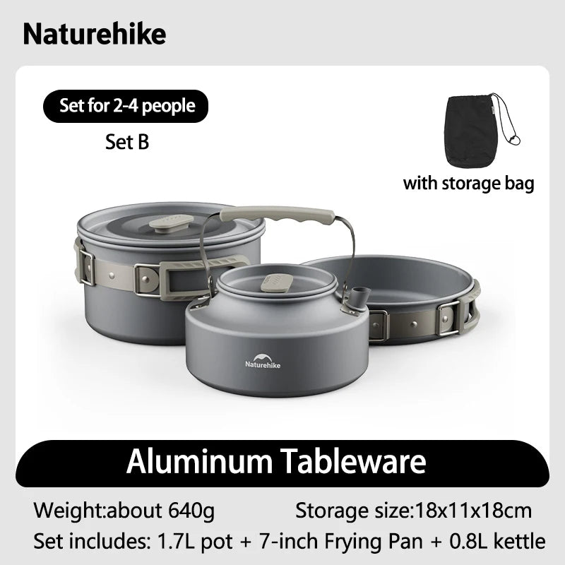 Camping Cookware Outdoor Cooking Ultralight Aluminum Pot Kettle Tablewear Set Cool Camping Gear Kitchen Accessories