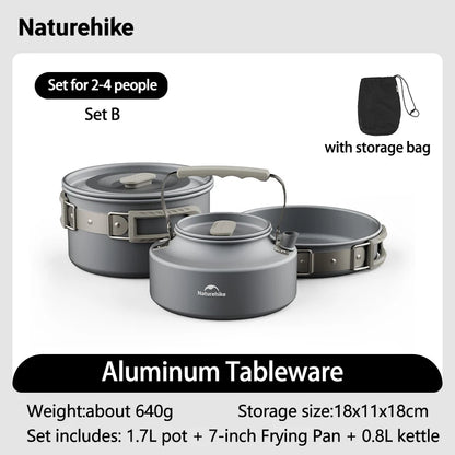 Camping Cookware Outdoor Cooking Ultralight Aluminum Pot Kettle Tablewear Set Cool Camping Gear Kitchen Accessories