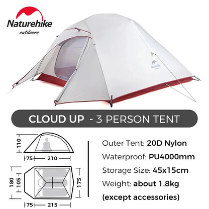 Cloud up 1 2 3 Tent Ultralight Camping Tent Double Layer Waterproof Tent Outdoor Hiking Backpacking Tent with Mat