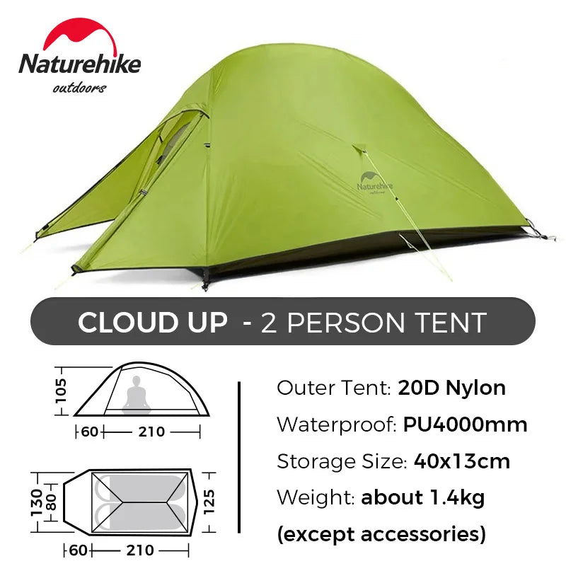 Cloud up 1 2 3 Tent Ultralight Camping Tent Double Layer Waterproof Tent Outdoor Hiking Backpacking Tent with Mat