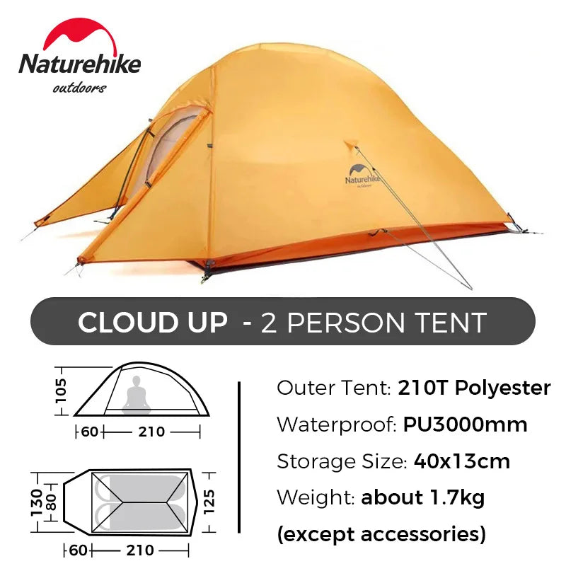 Cloud up 1 2 3 Tent Ultralight Camping Tent Double Layer Waterproof Tent Outdoor Hiking Backpacking Tent with Mat