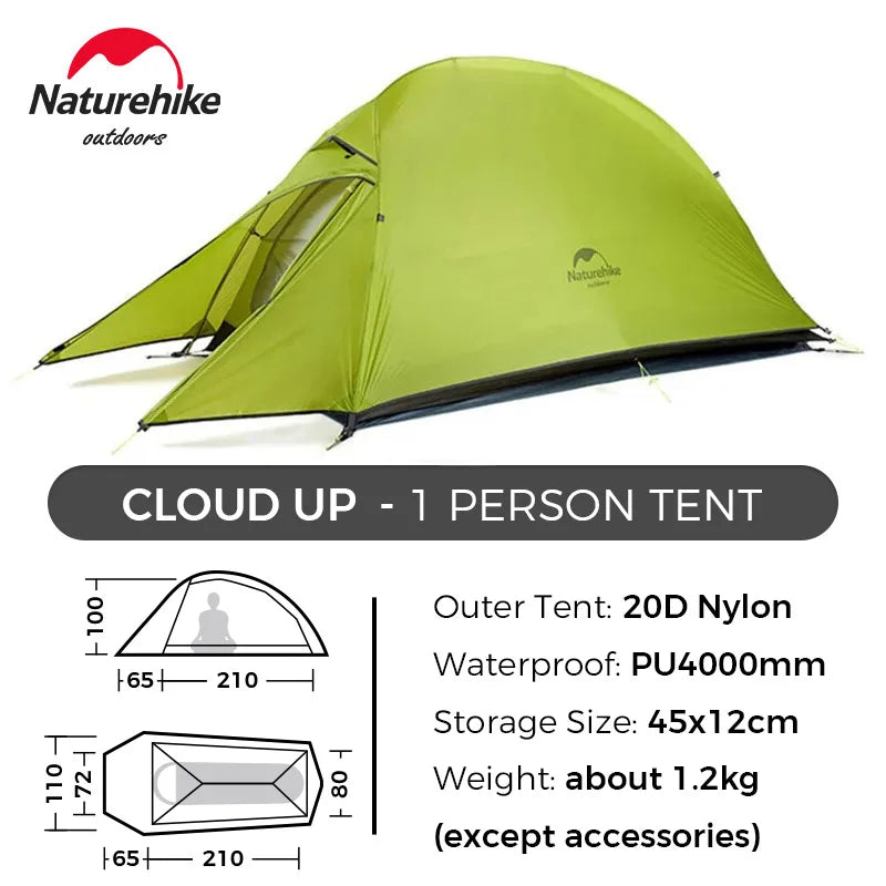 Cloud up 1 2 3 Tent Ultralight Camping Tent Double Layer Waterproof Tent Outdoor Hiking Backpacking Tent with Mat