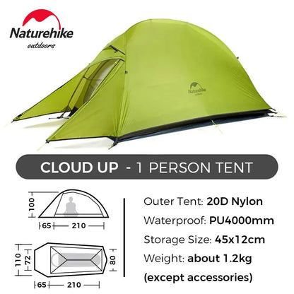 Cloud up 1 2 3 Tent Ultralight Camping Tent Double Layer Waterproof Tent Outdoor Hiking Backpacking Tent with Mat