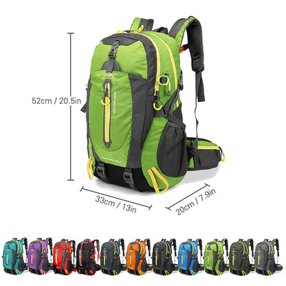 40L Water Resistant Travel Backpack Camping Hiking Laptop Daypack Trekking Climbing Back Bags for Men Women Hiking Supplies