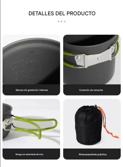 TrailCook – Set de Cocina Ultraligero de Aluminio para Camping