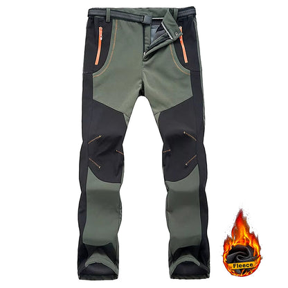 Thick Warm Fleece Hiking Pants Men Winter Waterproof Windproof Outdoor Soft Shell Rain Trousers Trekking Camping Ski Pants