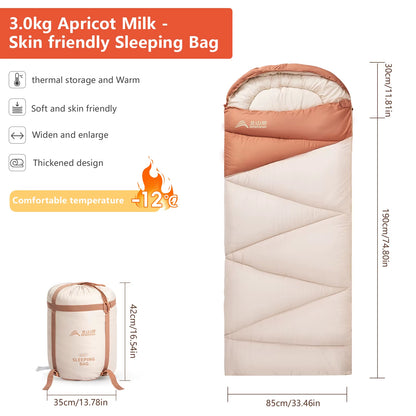 Camping Sleeping Bag Ultralight 4 Season Warm Envelope Backpacking Cotton Sleeping Bag for Outdoor Traveling Hiking