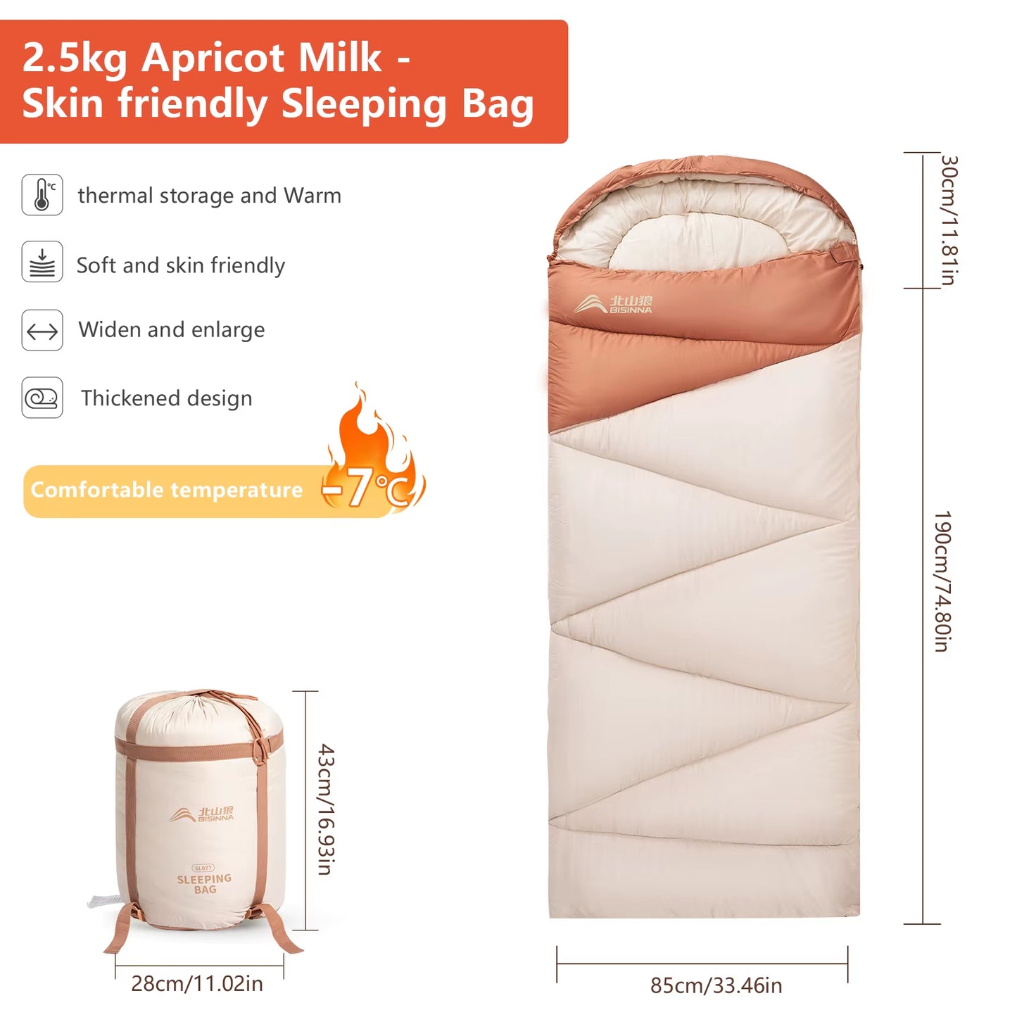 Camping Sleeping Bag Ultralight 4 Season Warm Envelope Backpacking Cotton Sleeping Bag for Outdoor Traveling Hiking